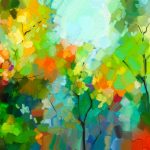 Abstract,Colorful,Oil,Painting,Landscape,On,Canvas.,Semi-,Abstract,Of