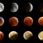 Composite,Image,Of,Lunar,Eclipse,Showing,Progressive,Phases,In,Silver,